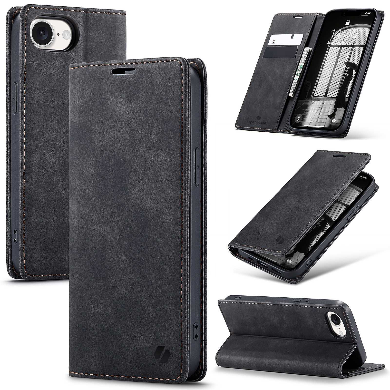 Spacecase Wallet Iphone 16E Black
