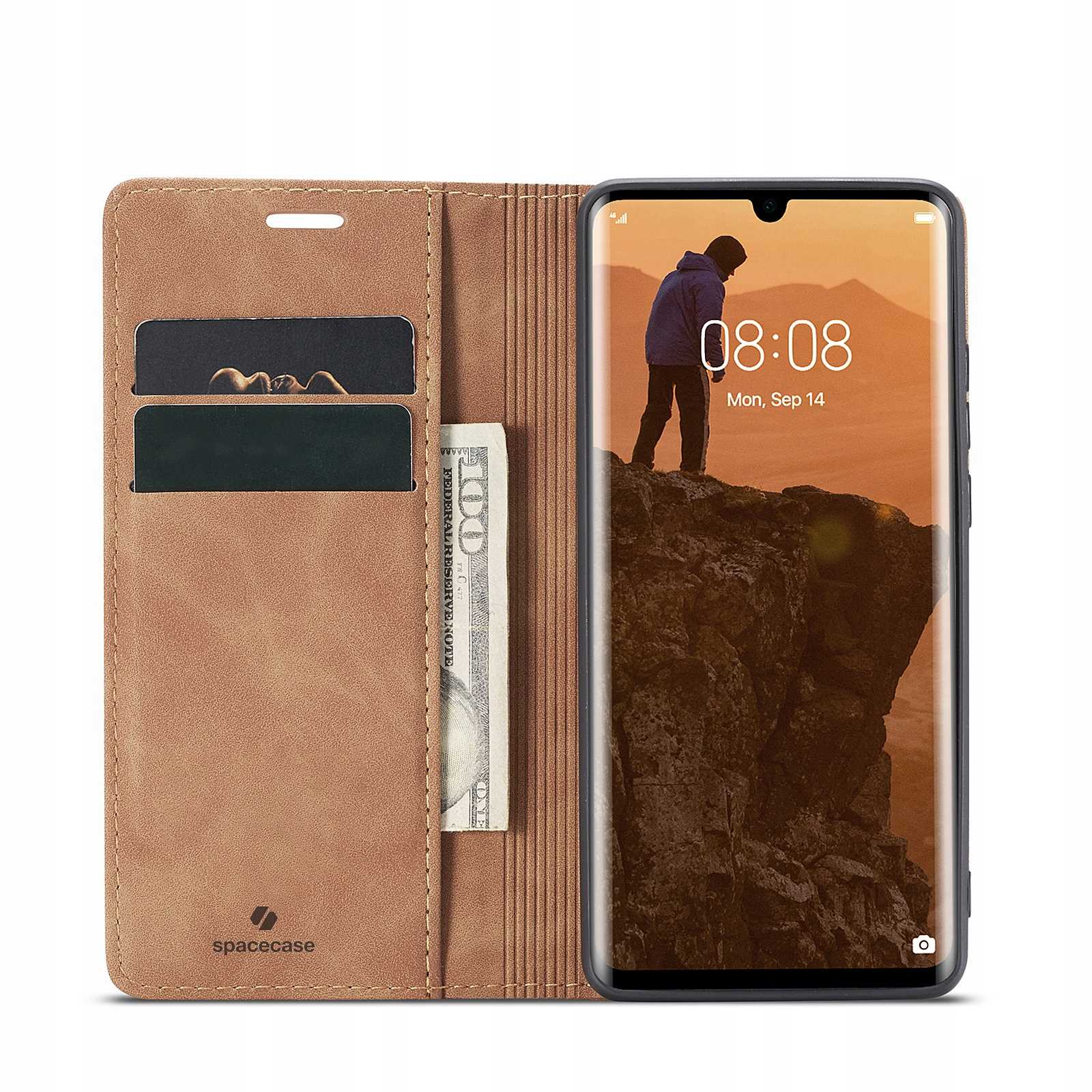 Spacecase Wallet Huawei P30 Pro light brown