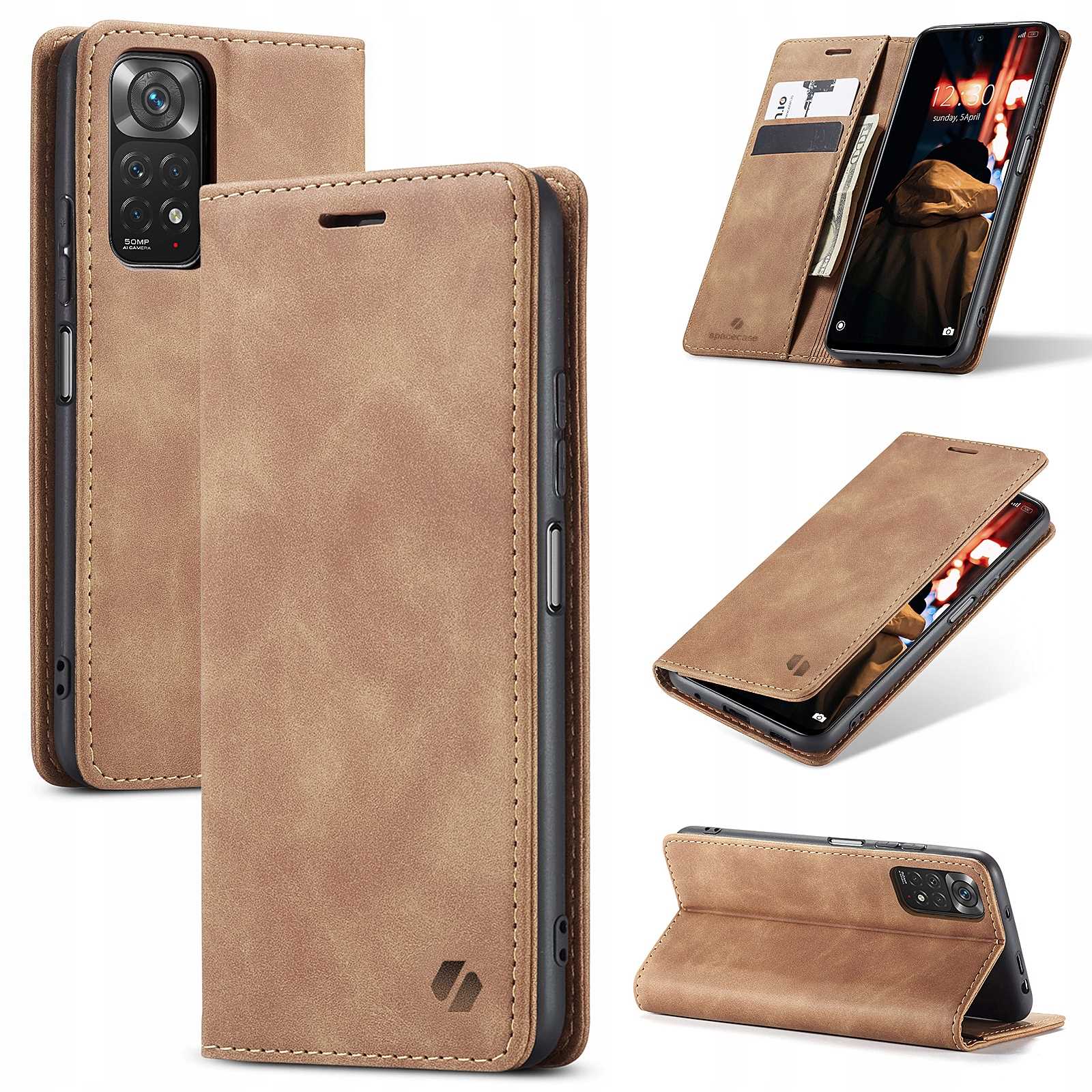 Spacecase Wallet Redmi Note 11/11S  Light Brown