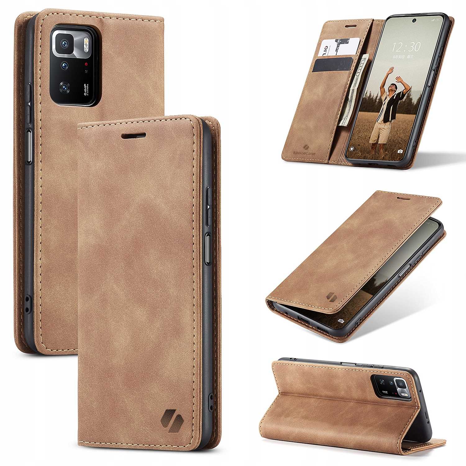 Spacecase Wallet Redmi Note 10 Pro Light Brown