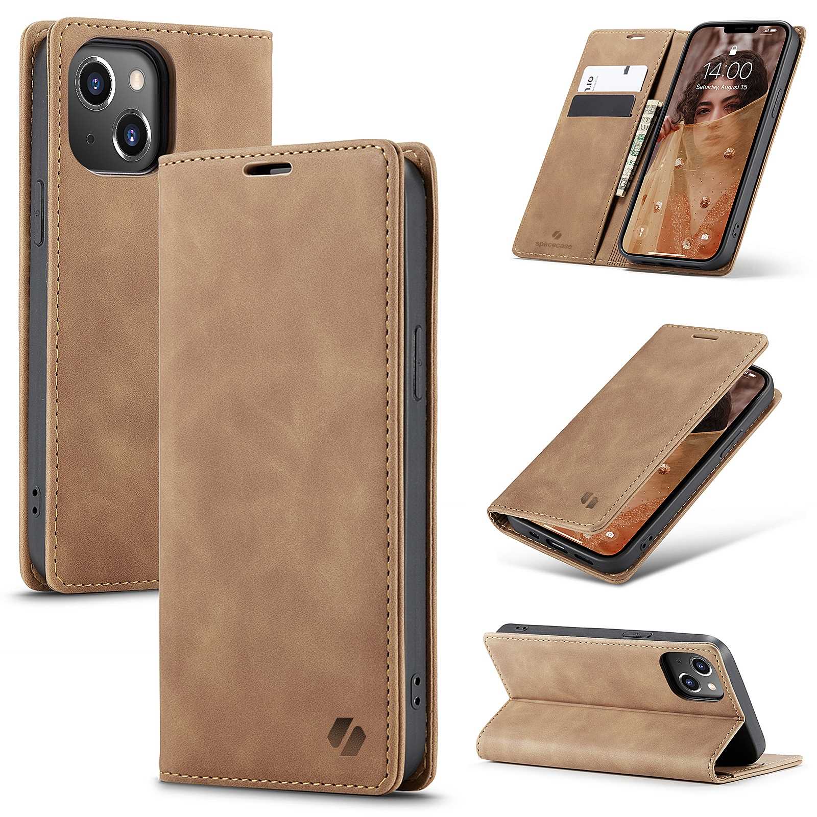 Spacecase Wallet Iphone 13 Light Brown