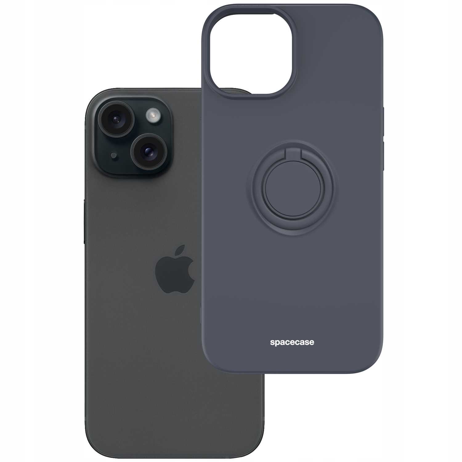 Spacecase Silicone Ring iPhone 15 black