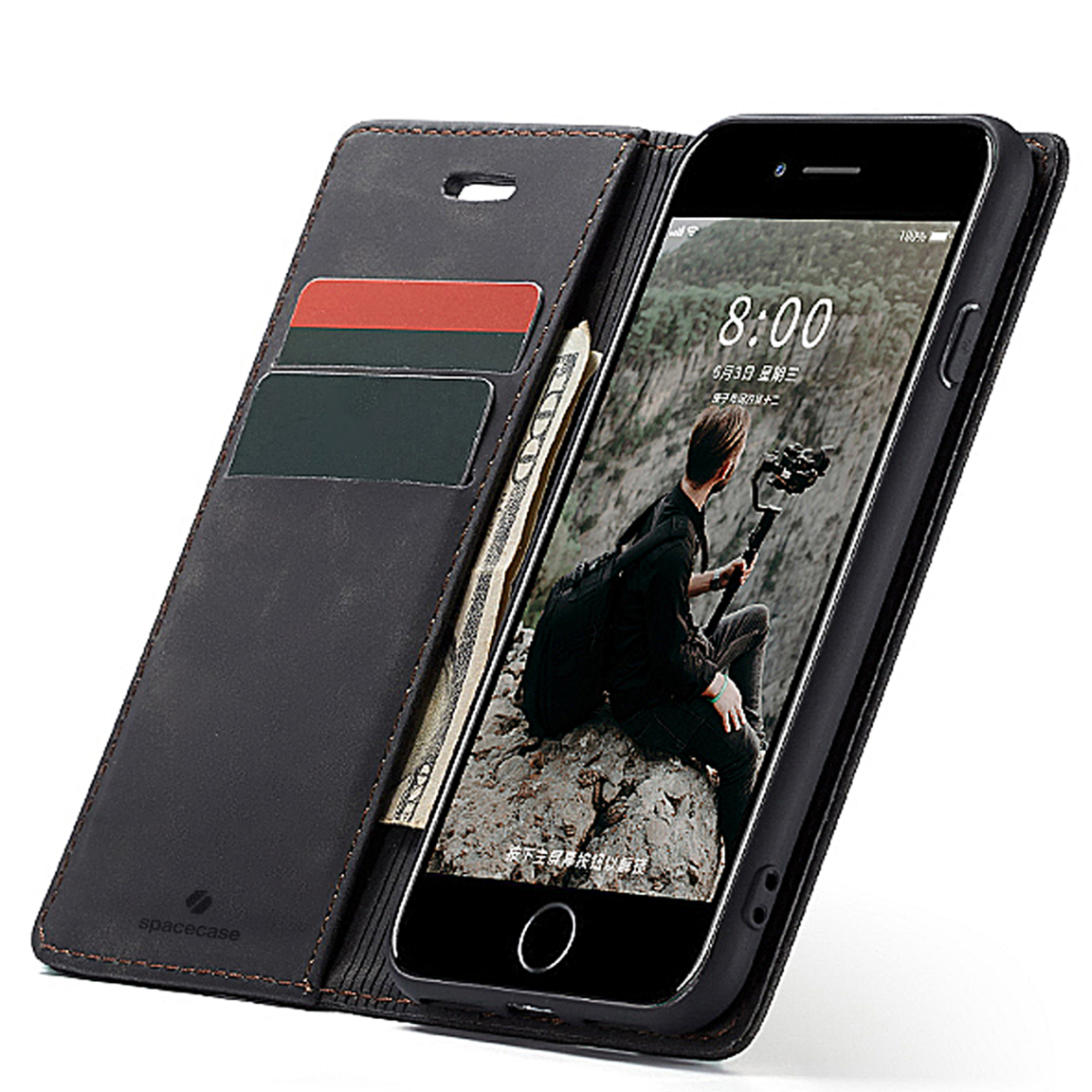 Spacecase Wallet iPhone 7/8/SE 2020 black