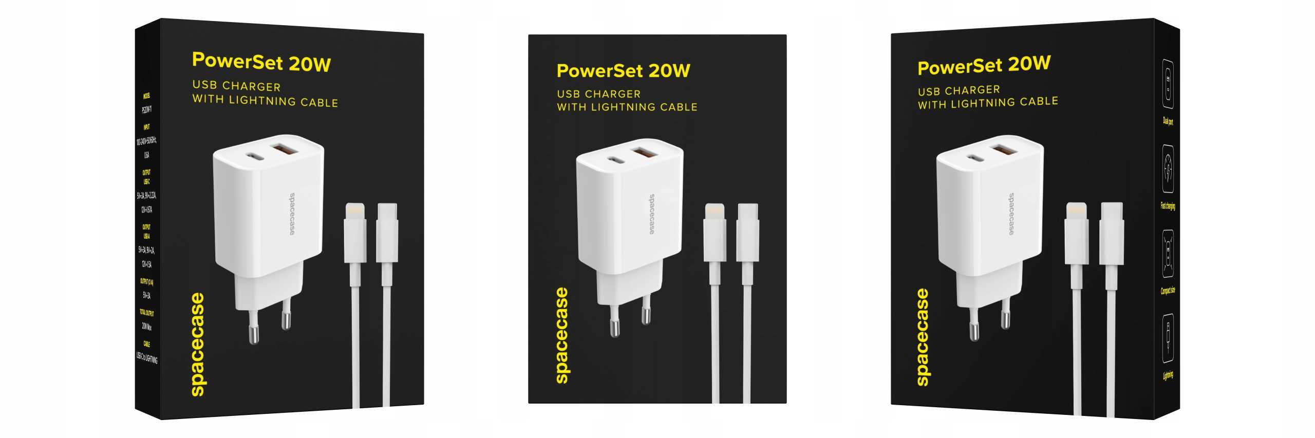Spacecase Powerset Charger 20W With Lightning Ps20W-11