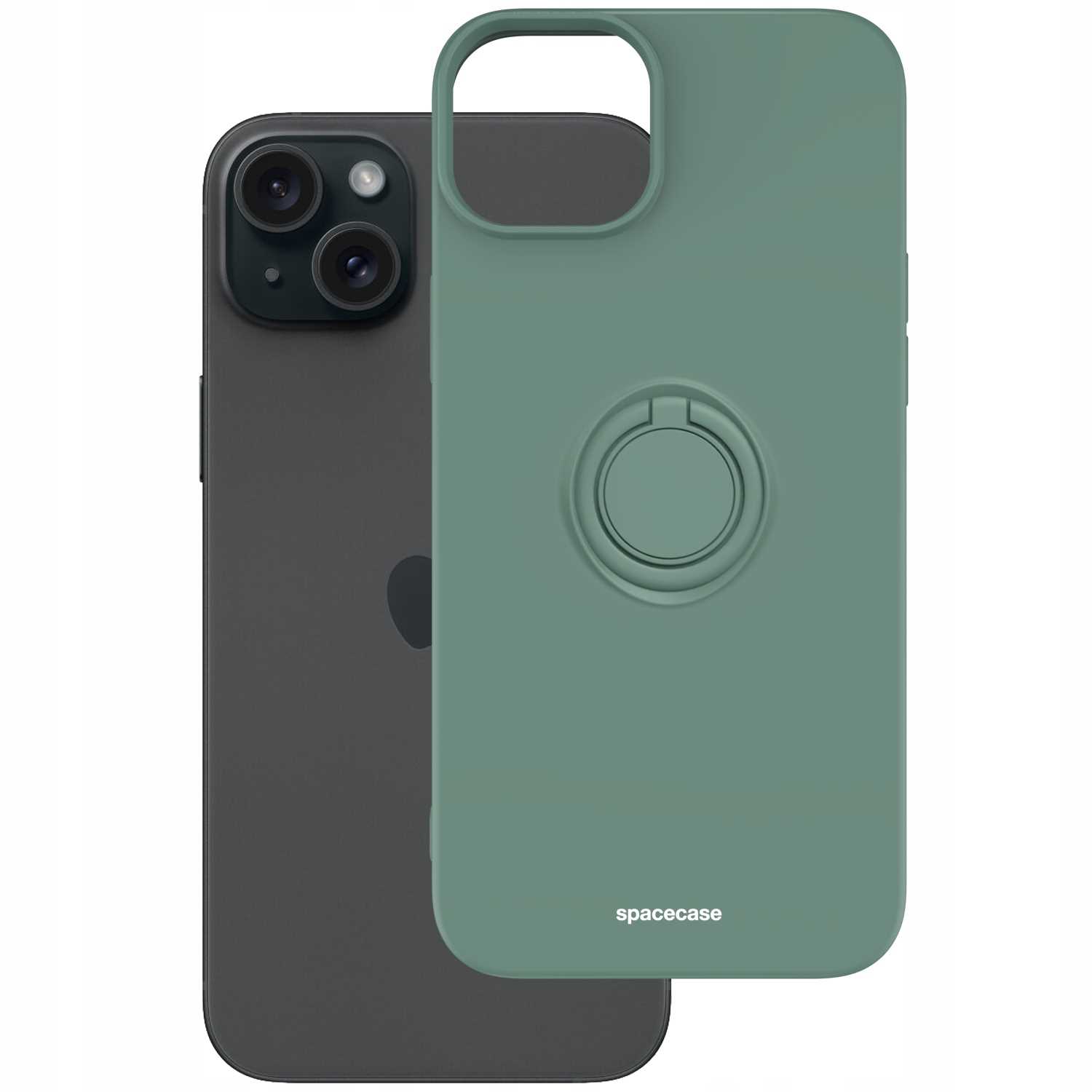 Spacecase Silicone Ring Iphone 15 Plus Dark Green