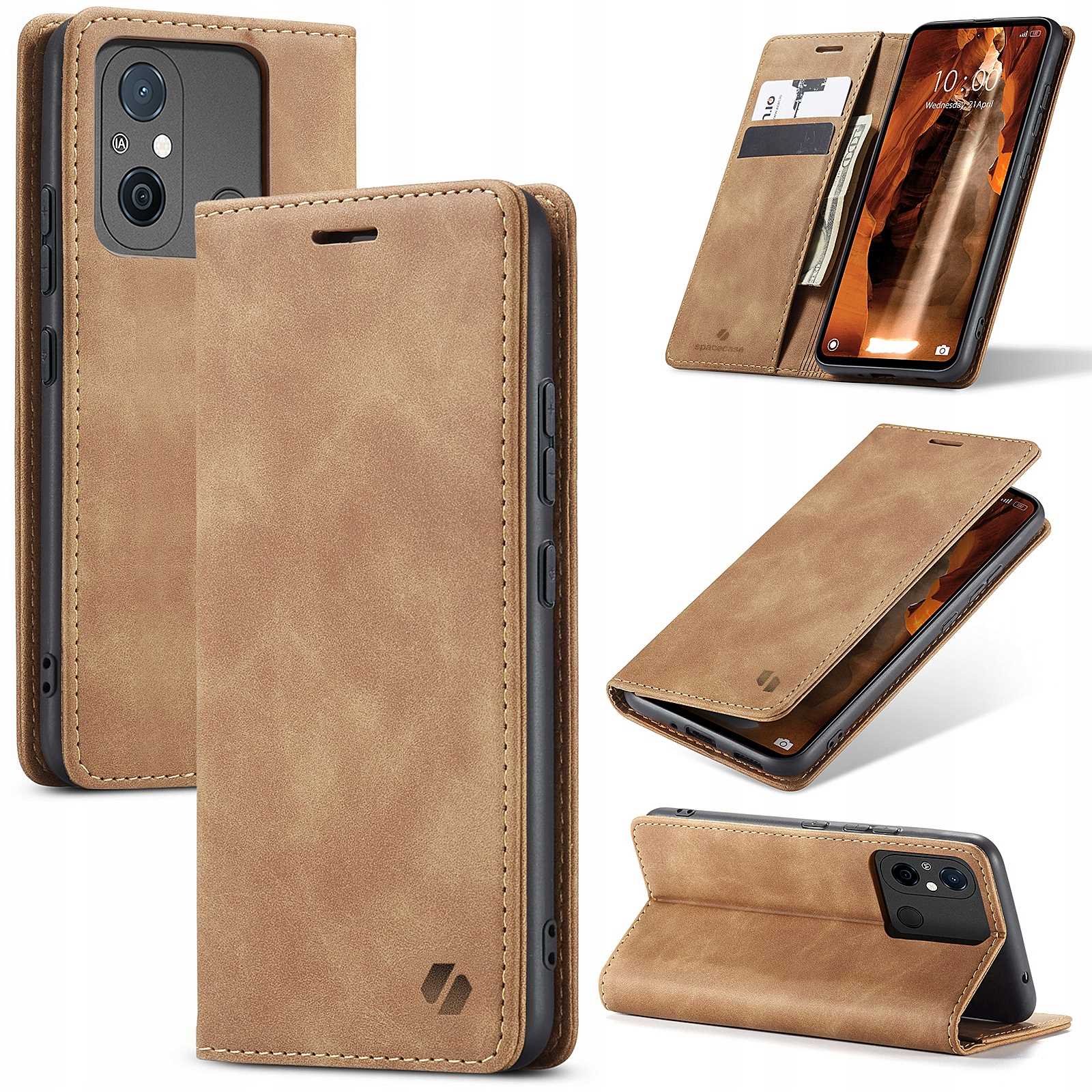 Spacecase Wallet Redmi 12C Light Brown