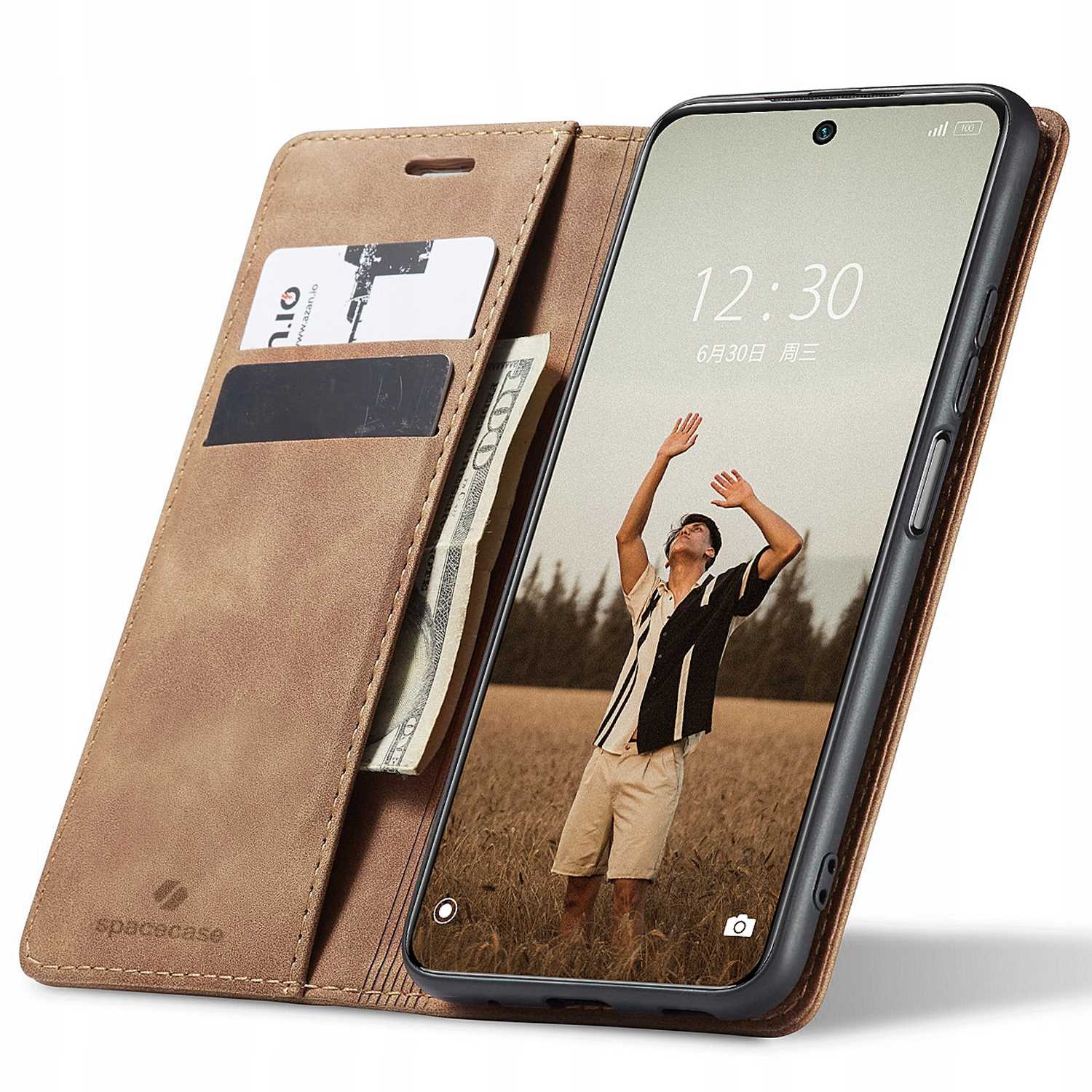 Spacecase Wallet Redmi Note 10 Pro Light Brown