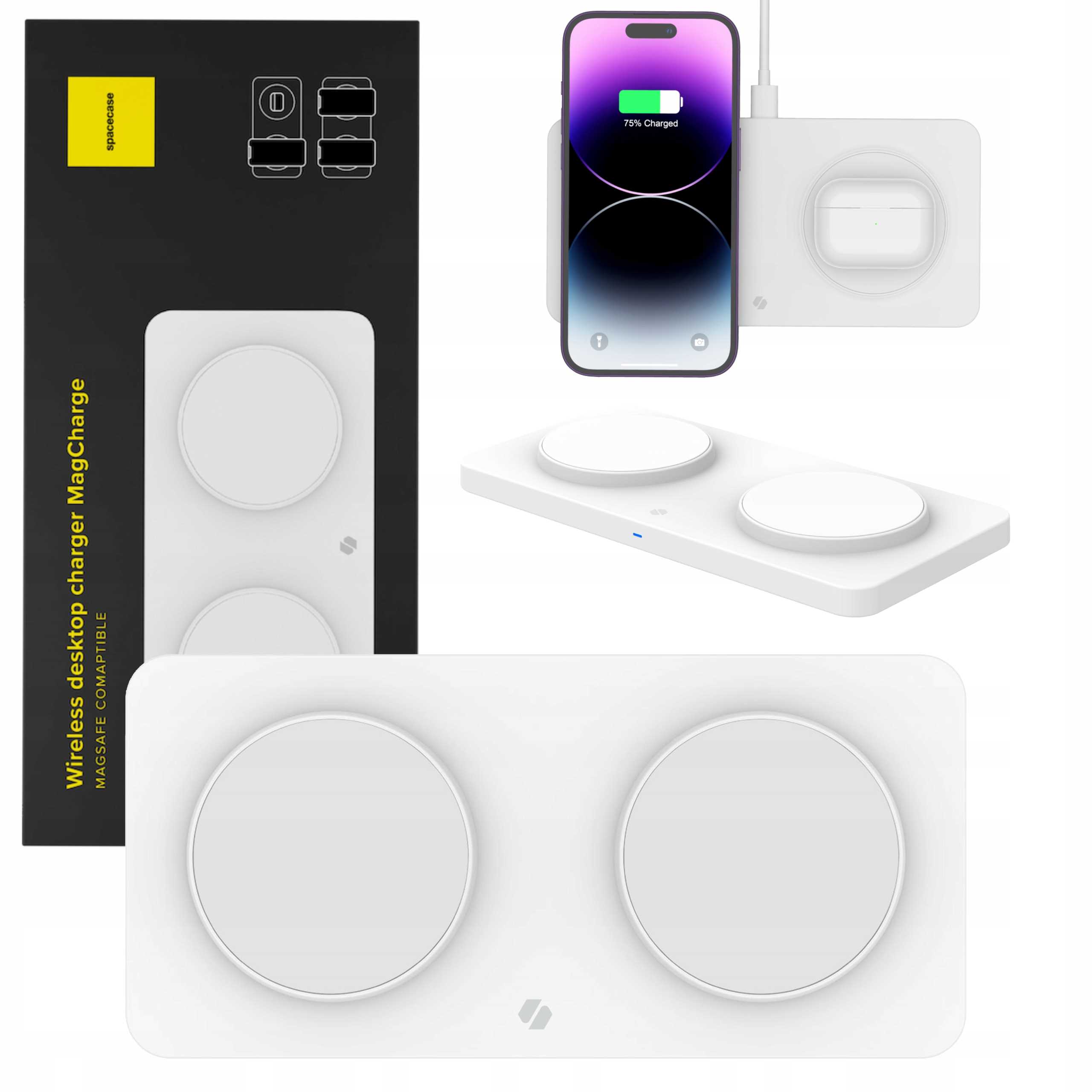 Spacecase Wireless Dual Charger Magcharge Wm3W White