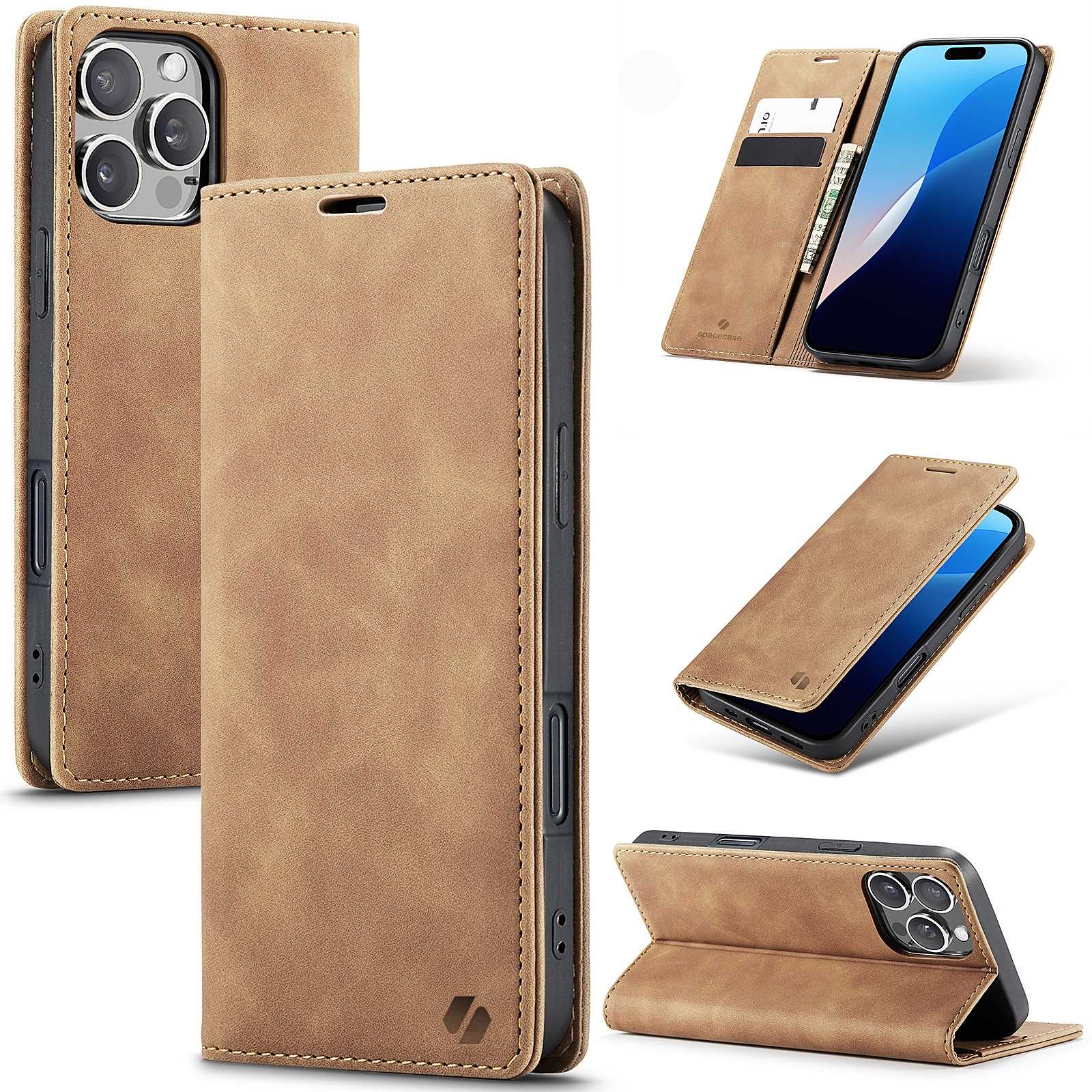 Spacecase Wallet iPhone 16 Pro light brown