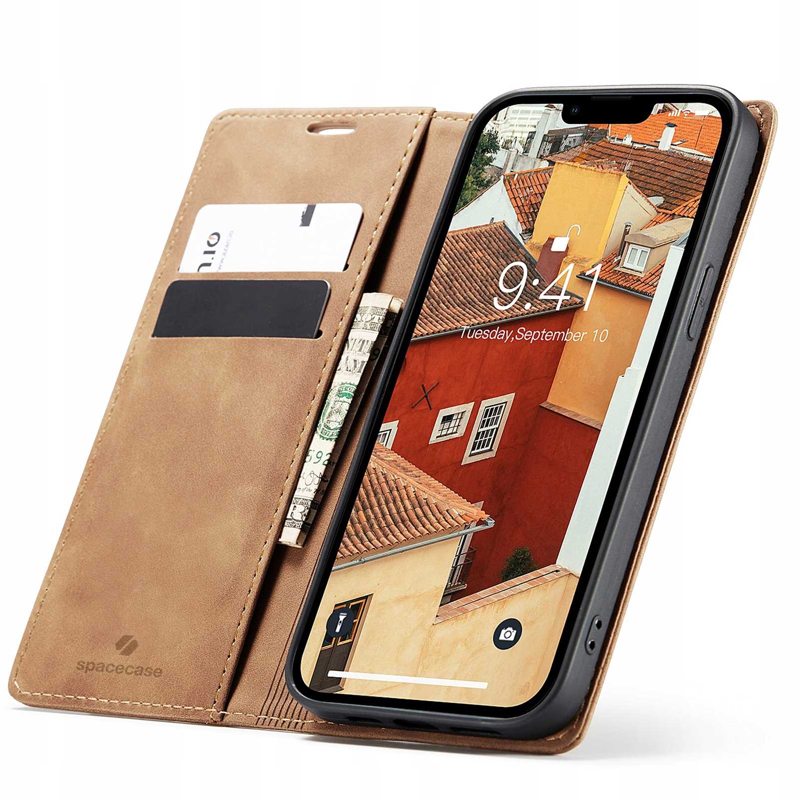 Spacecase Wallet Iphone 14 Light Brown