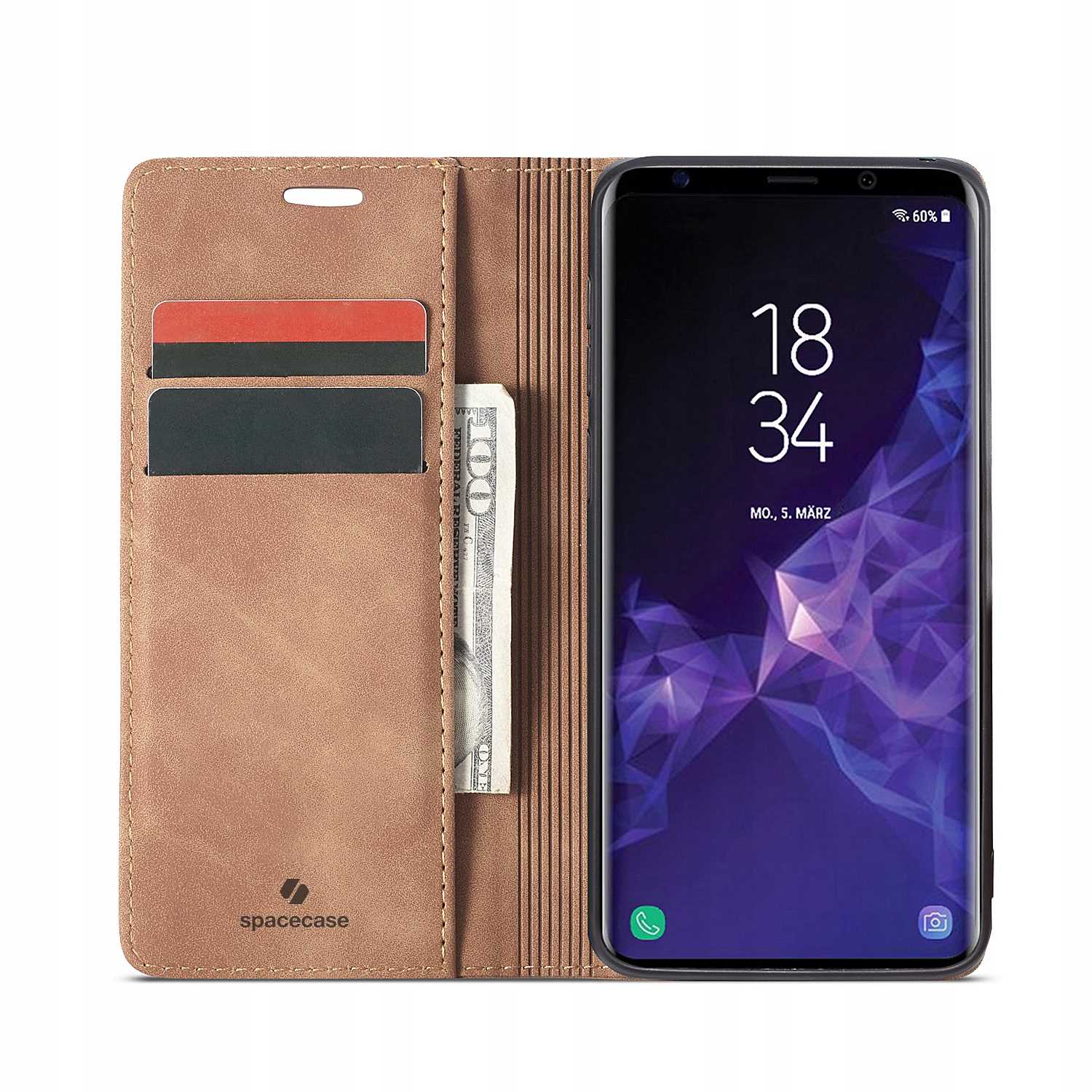 Spacecase Wallet Galaxy S9 light brown
