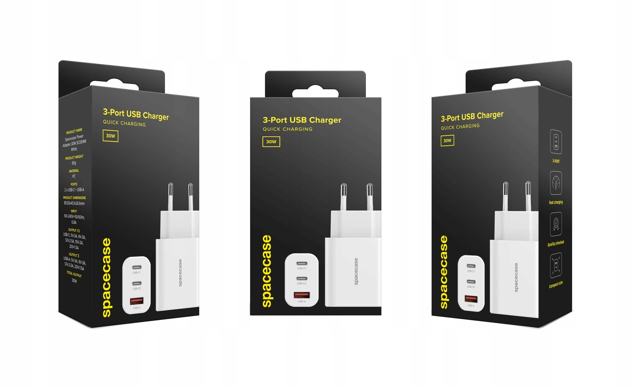 Spacecase USB Charger 30W GaN SC004W white