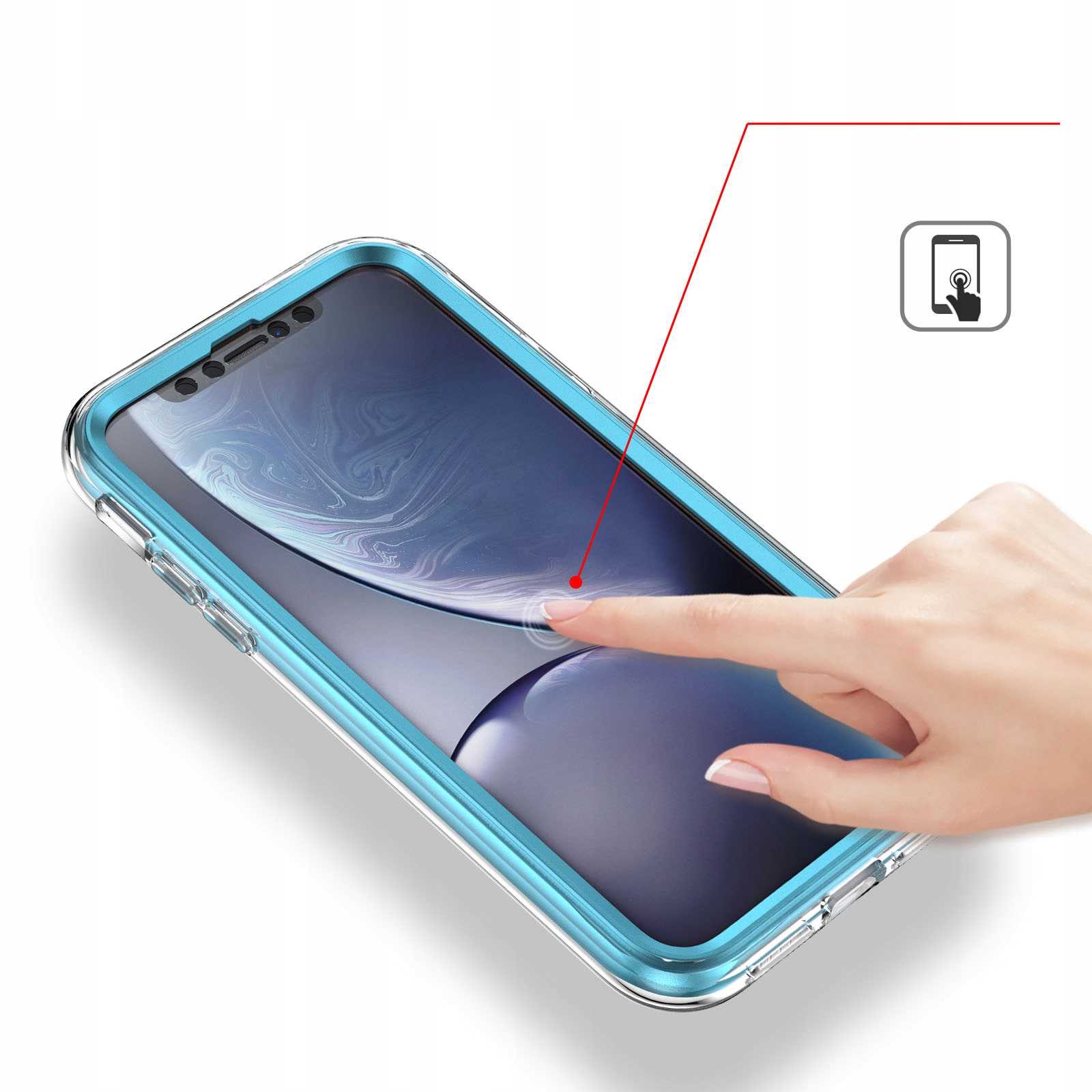 Spacecase Marble 360 iPhone Xr niebieski