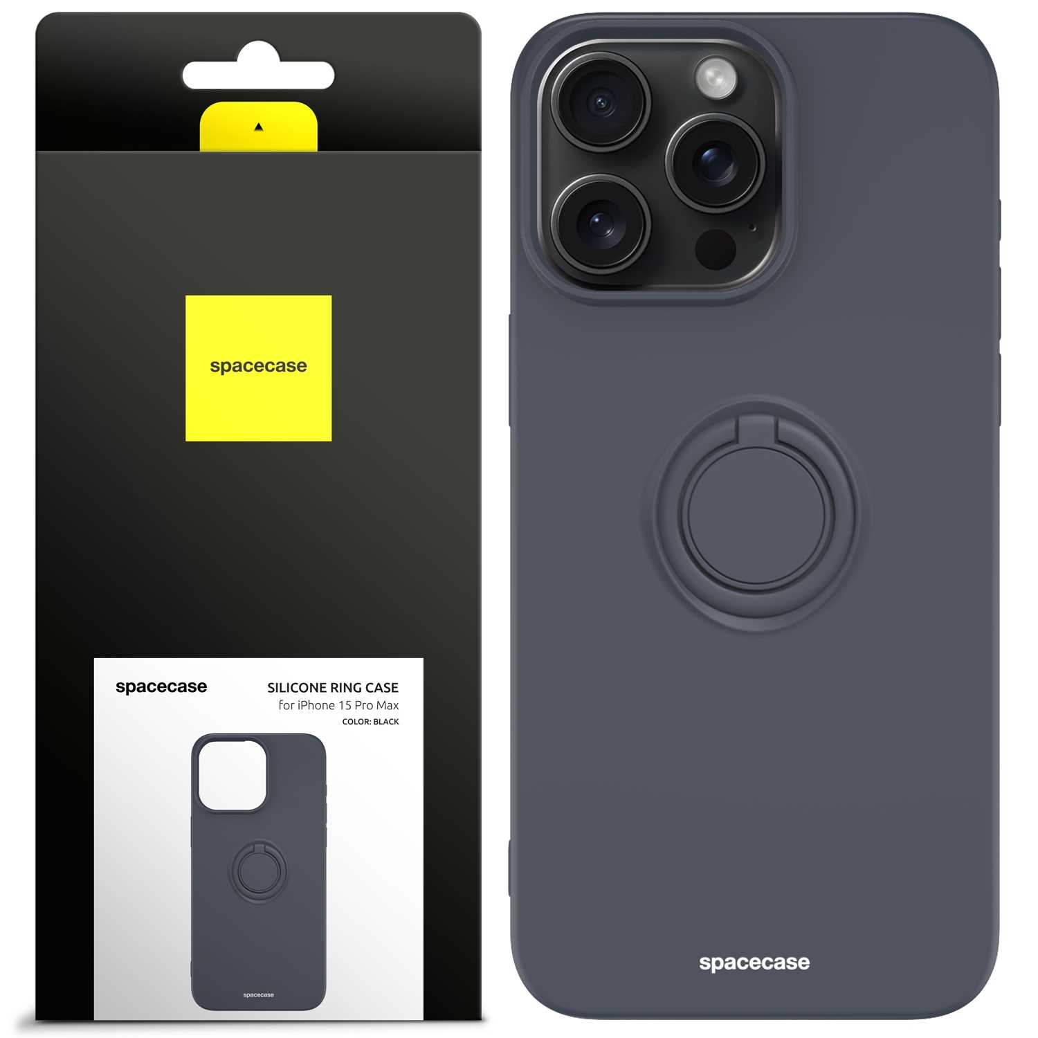 Spacecase Silicone Ring Iphone 15 Pro Max Black