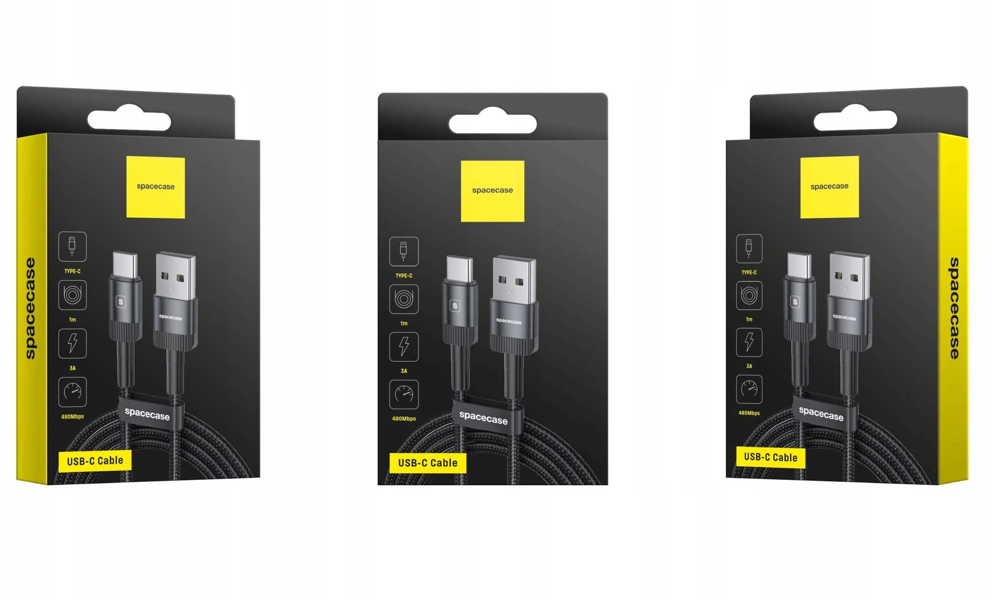 Spacecase Usb-C Cable 1M 3A Black