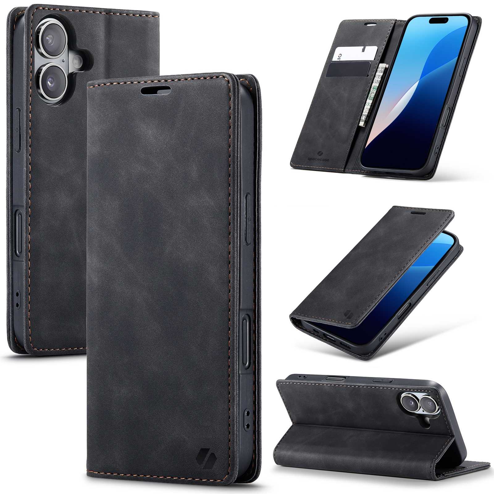 Spacecase Wallet iPhone 16 Plus black