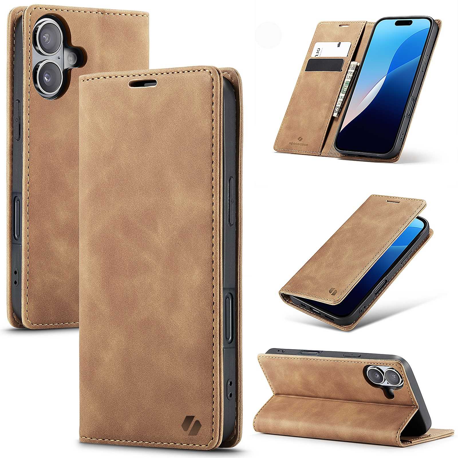 Spacecase Wallet iPhone 16 light brown