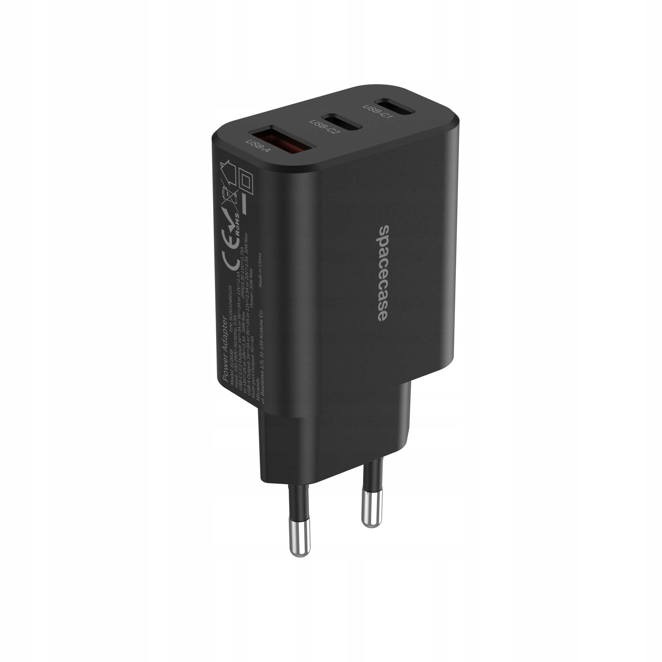 Spacecase USB Charger 30W GaN SC003B black