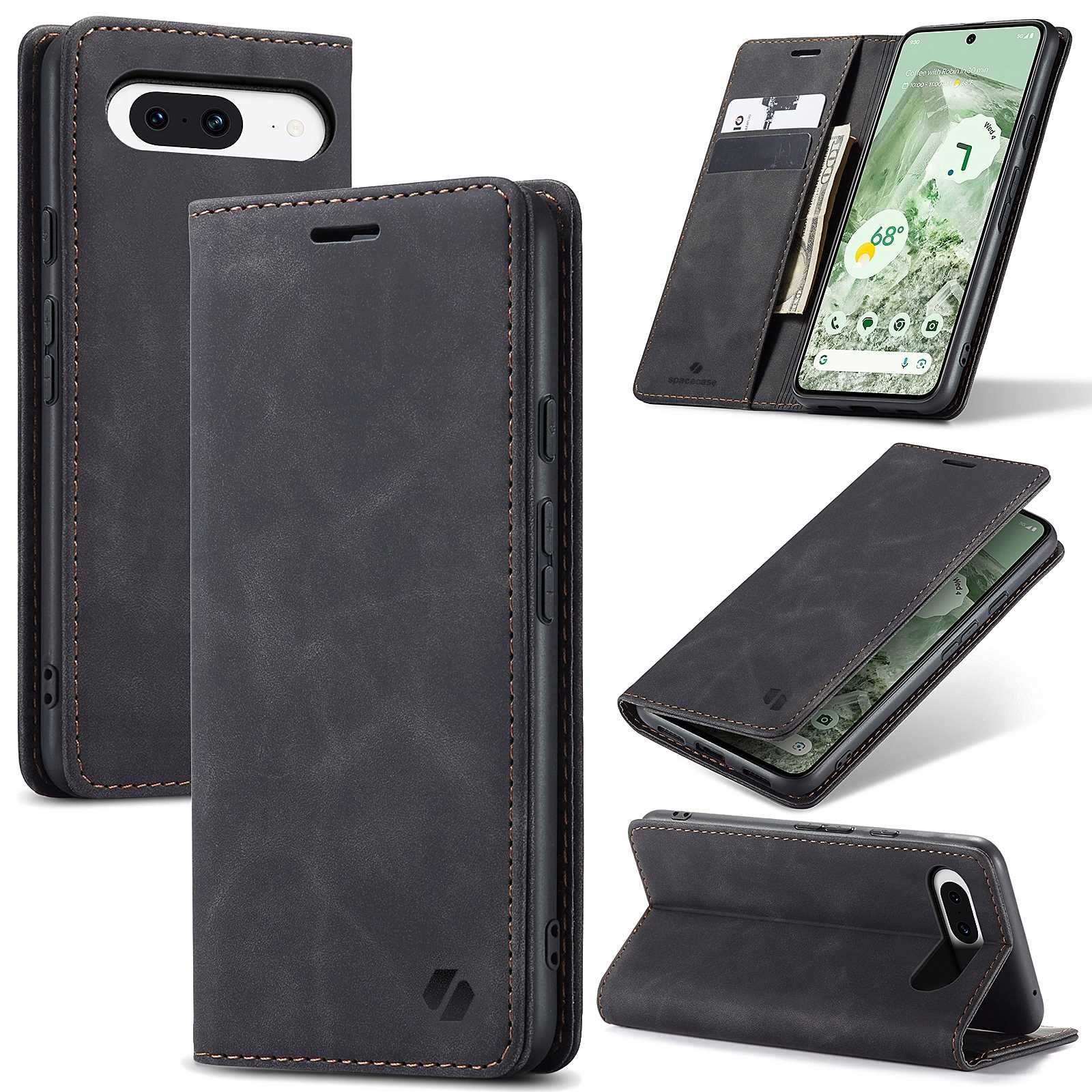Spacecase Wallet Google Pixel 8A black