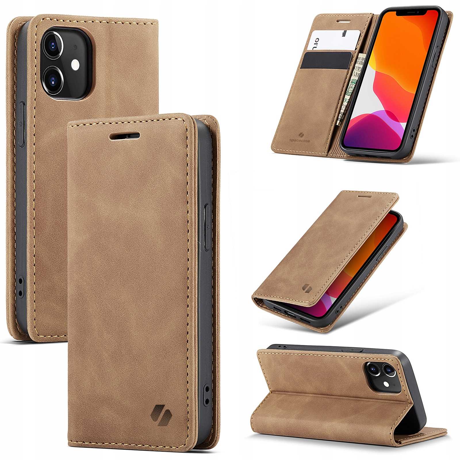 Spacecase Wallet iPhone 12 Mini light brown