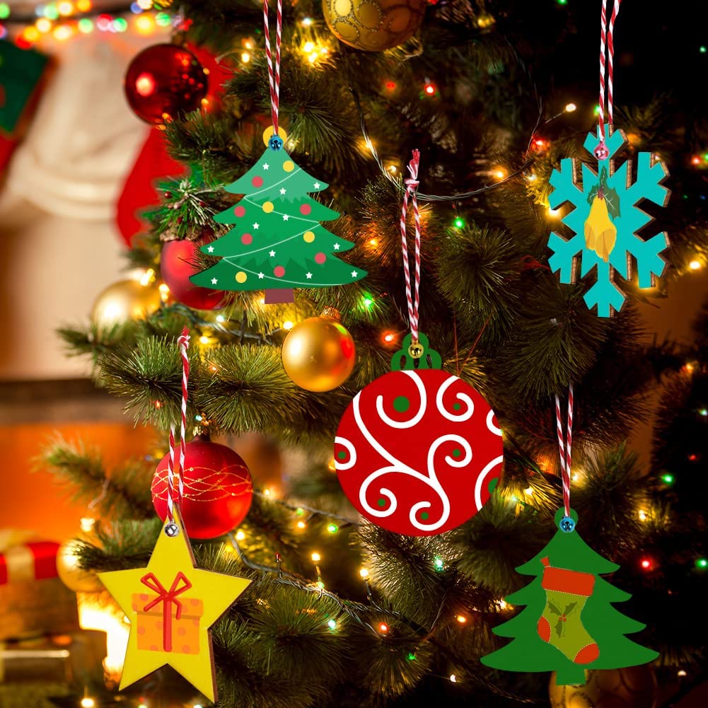 ozdoby choinkowe drewniane dekoracje zawieszki diy 40szt