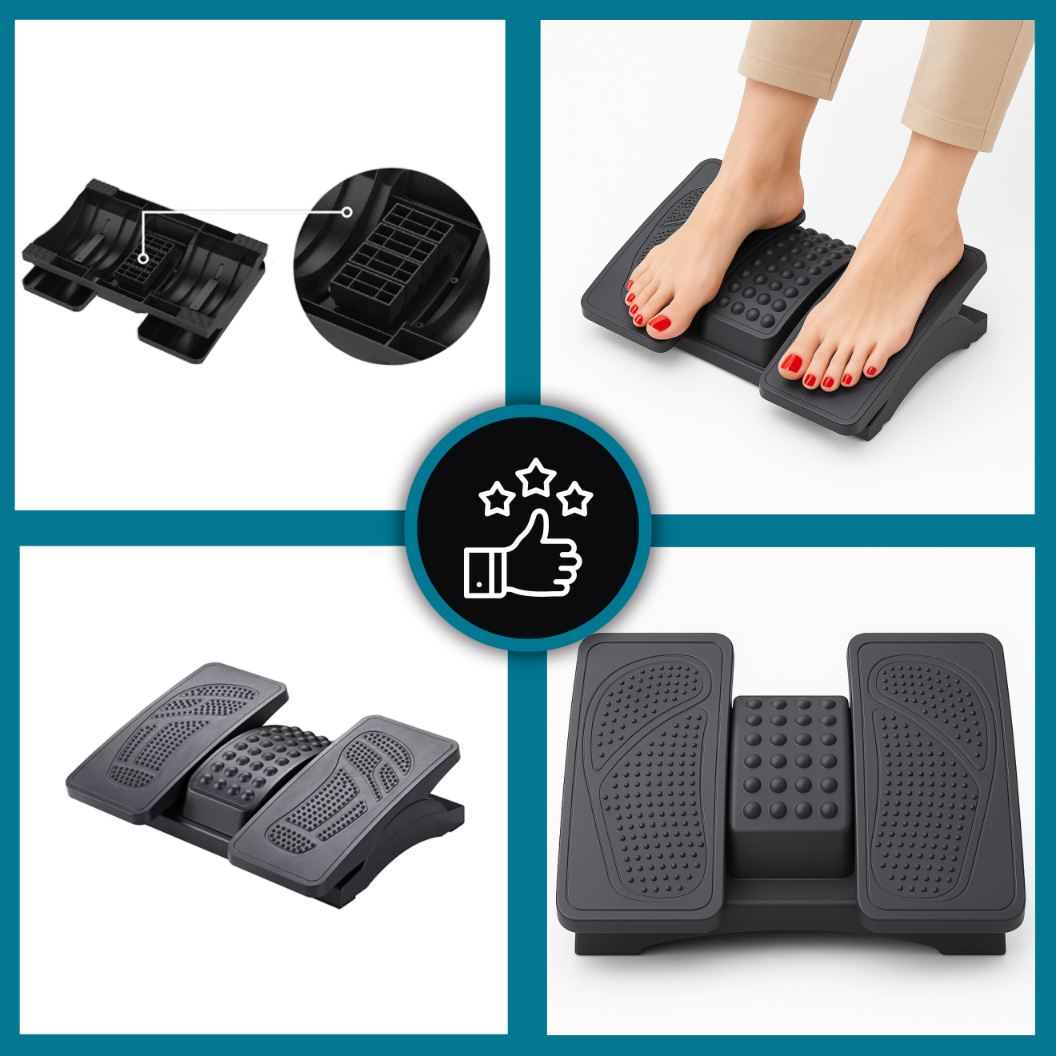 Podnóżek biurowy ergonomiczny niezależna regulacja pod biurko stopy masażer