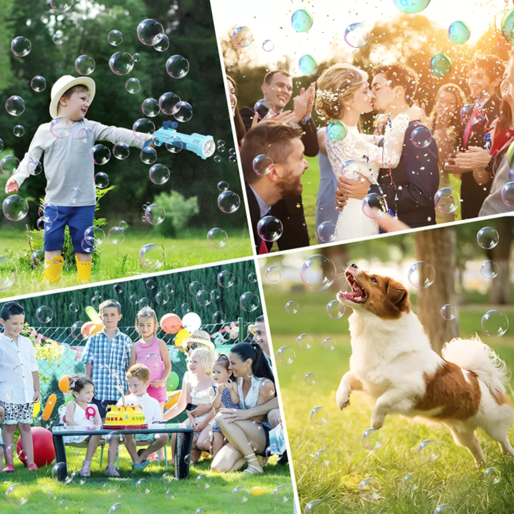 Automatyczny pistolet do robienia baniek mydlanych maszynka zestaw 2 x płyn