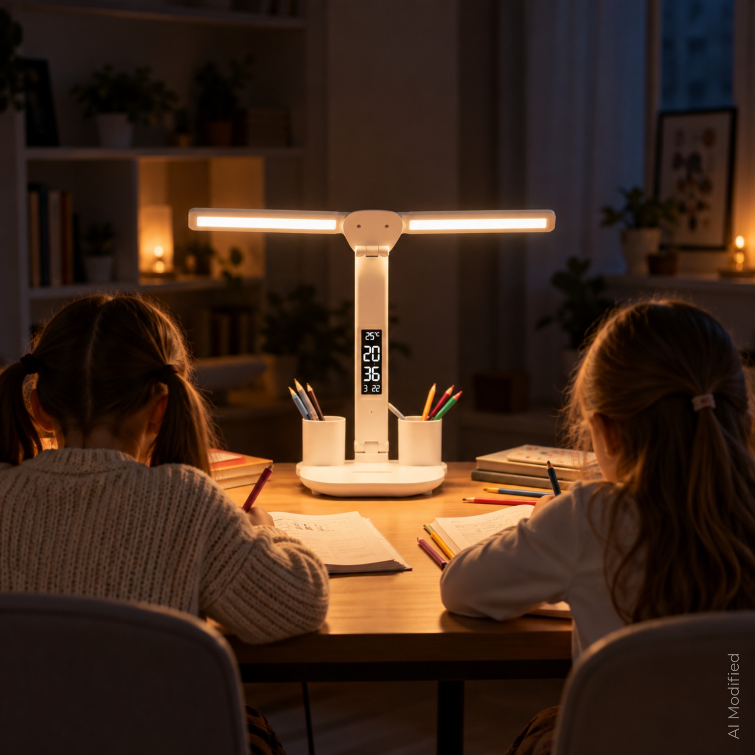 Lampka na biurko LED biała ładowarka indukcyjna dla dziecka ucznia do nauki – zdjęcie 3