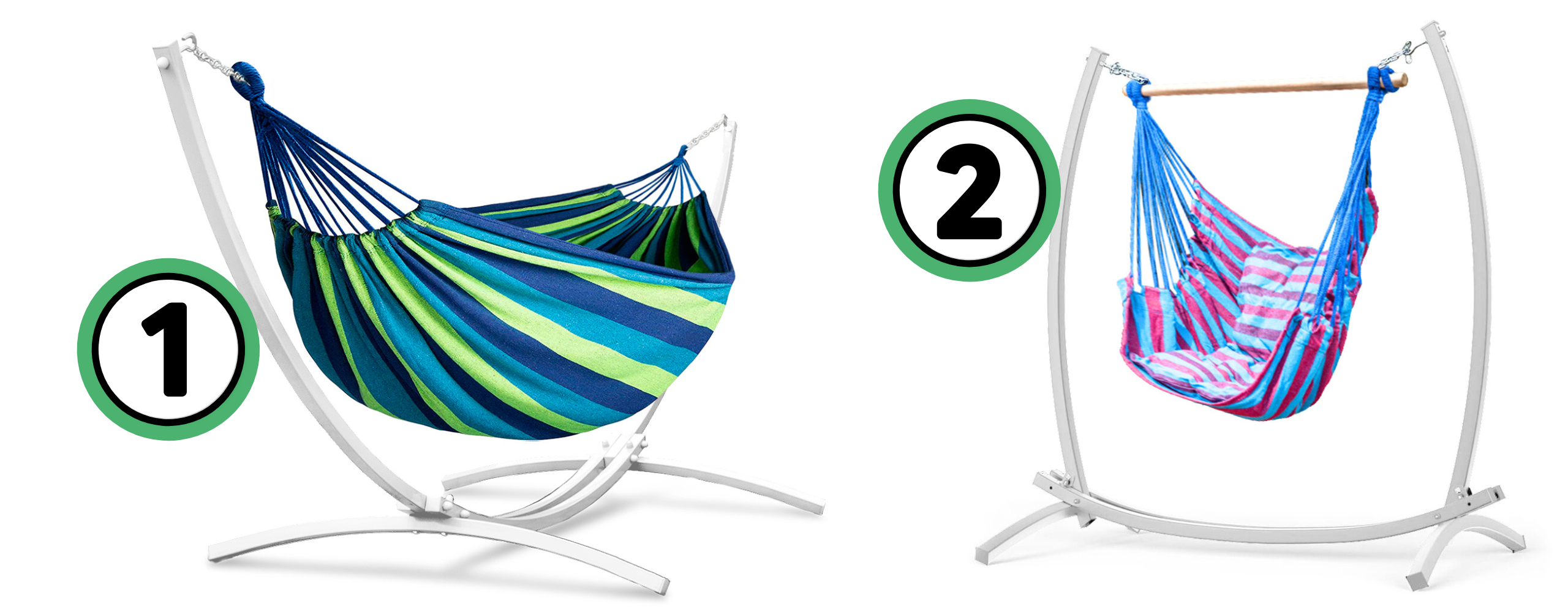 Stelaż na hamak biały 2w1 + hamak + krzesło brazylijskie