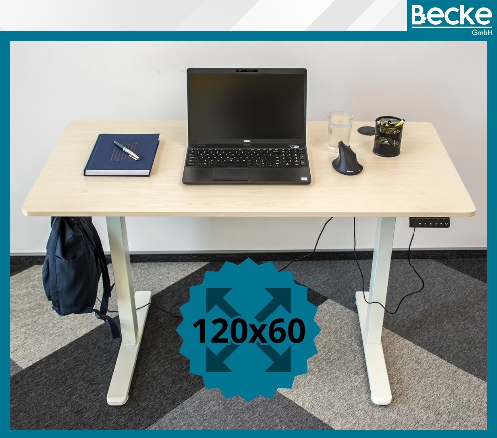 Biurko elektryczne automatyczne regulowane na stojąco 120x60 jasny brąz