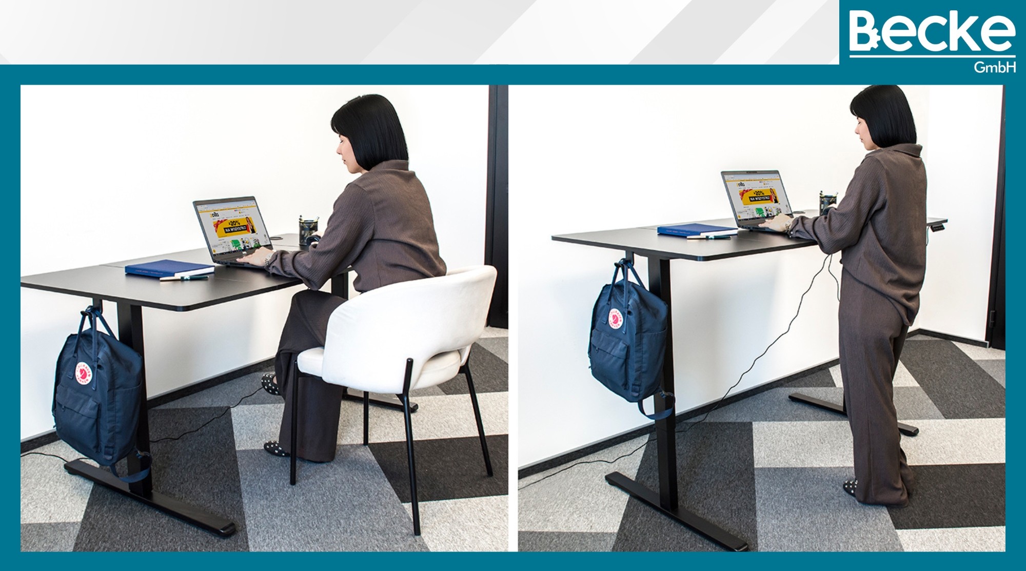 Biurko elektryczne automatyczne regulowane na stojąco 160x80 czarne