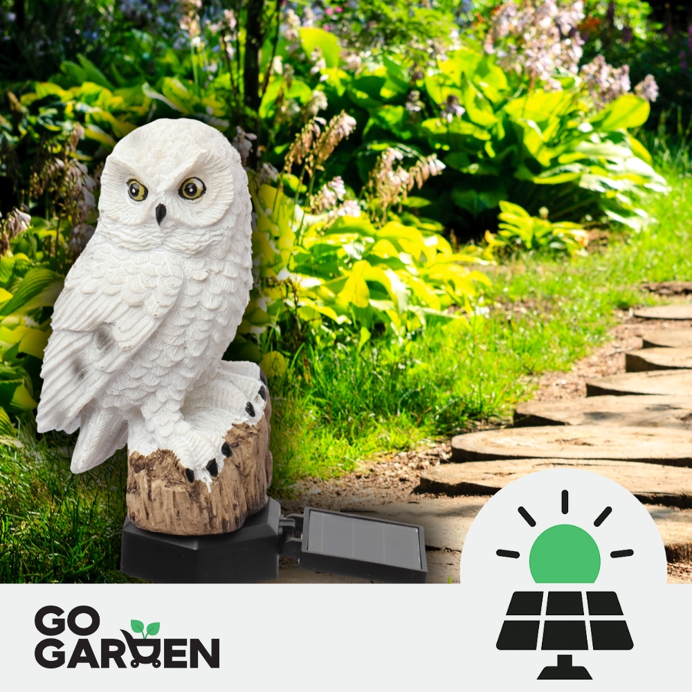 Lampa solarna led ogrodowa sowa wbijana wodoodporna czujnik zmierzchu duża