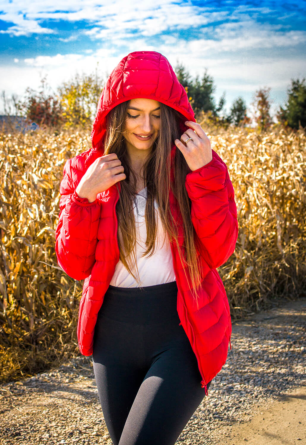 Kurtka podgrzewana czerwona rozmiar L