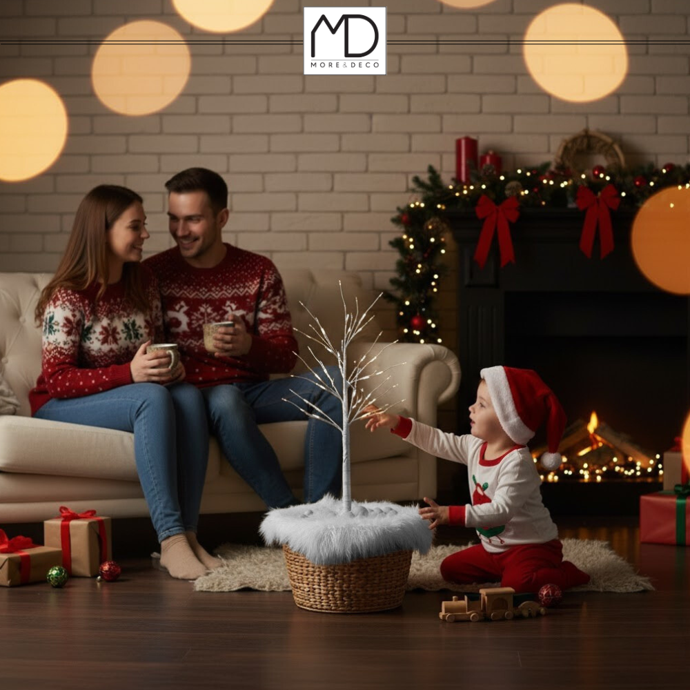 Drzewko świąteczne brzoza LED dekoracja Boże Narodzenie 60 cm 26 LED zimna