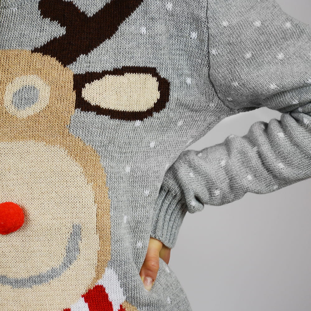 SWETER ŚWIĄTECZNY RENIFER PREZENT NA GWIĄZDKĘ CHOINKA ŚWIĘTA CIEPŁY SZARY M