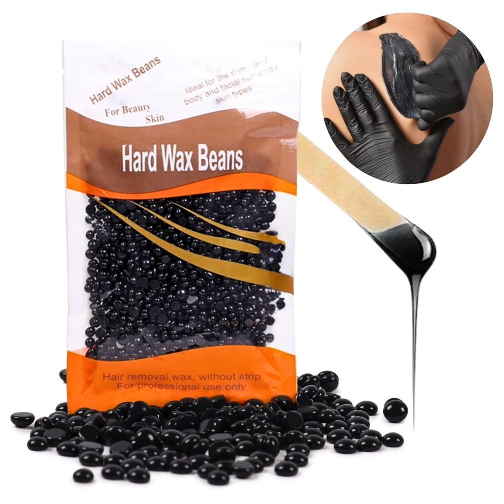 wosk twardy do depilacji bezpaskowej twarz nogu bikini granulki czarny 100g