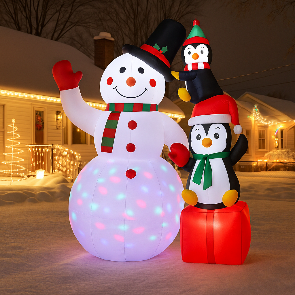 Bałwan dmuchany świecący oświetlenie świąteczne zewnętrzne dekoracja ogrodu