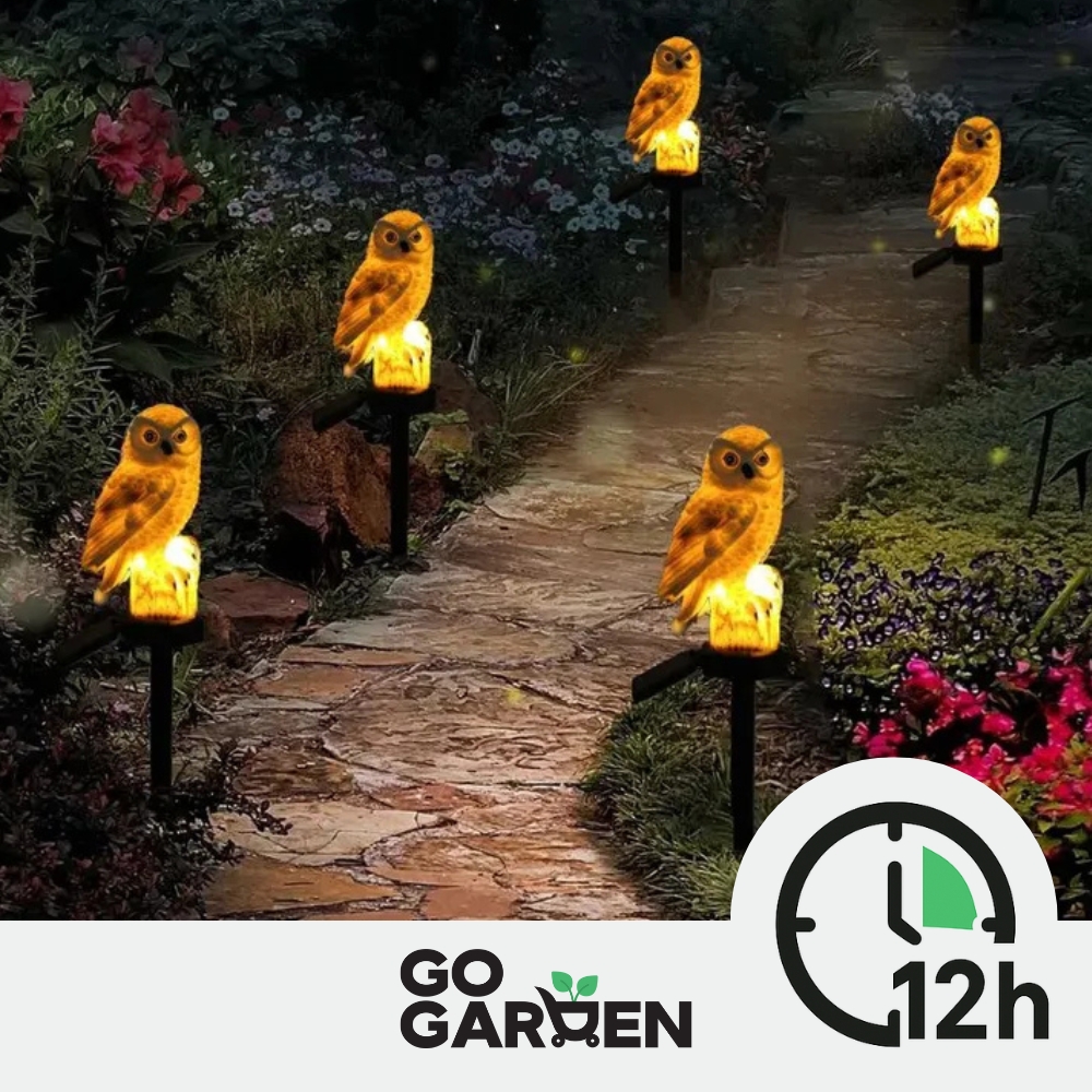 Lampa solarna led ogrodowa sowa wbijana wodoodporna czujnik zmierzchu duża