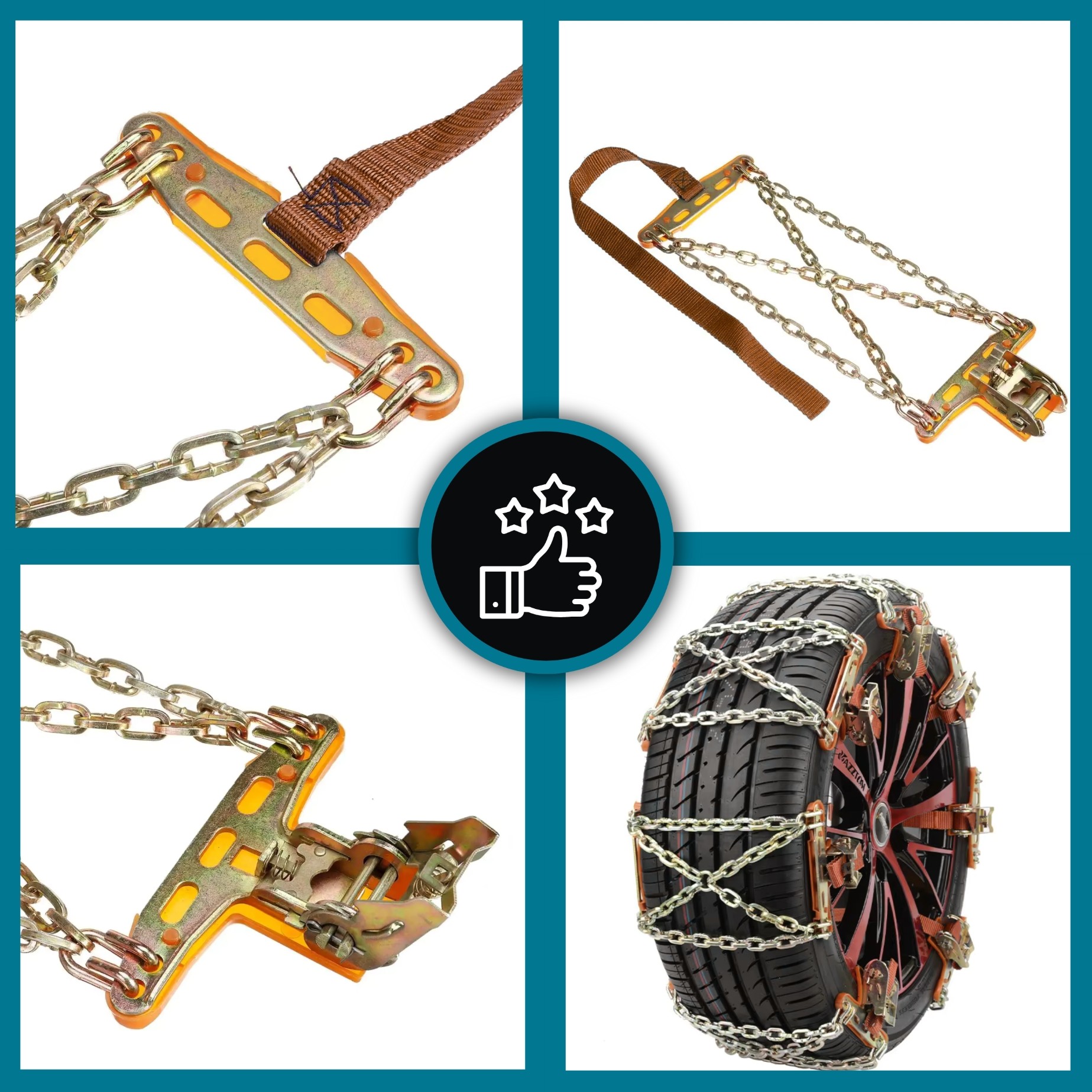 ULTRA MOCNE PROFESJONALNE ŁAŃCUCHY ŚNIEGOWE ZIMOWE 4 SZT. UNIWERSALNE STAL