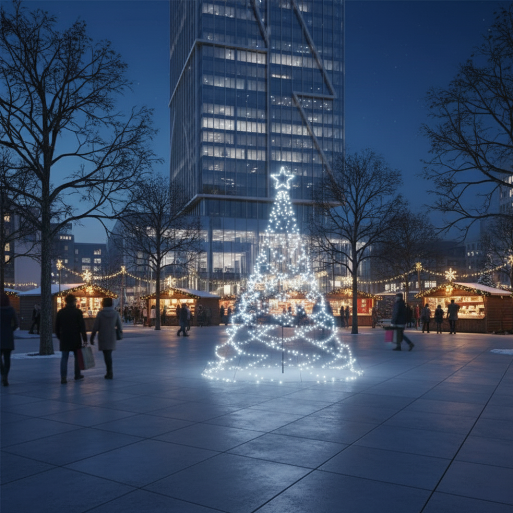 Choinka 500 LED zewnętrzna 300 cm zimna biała