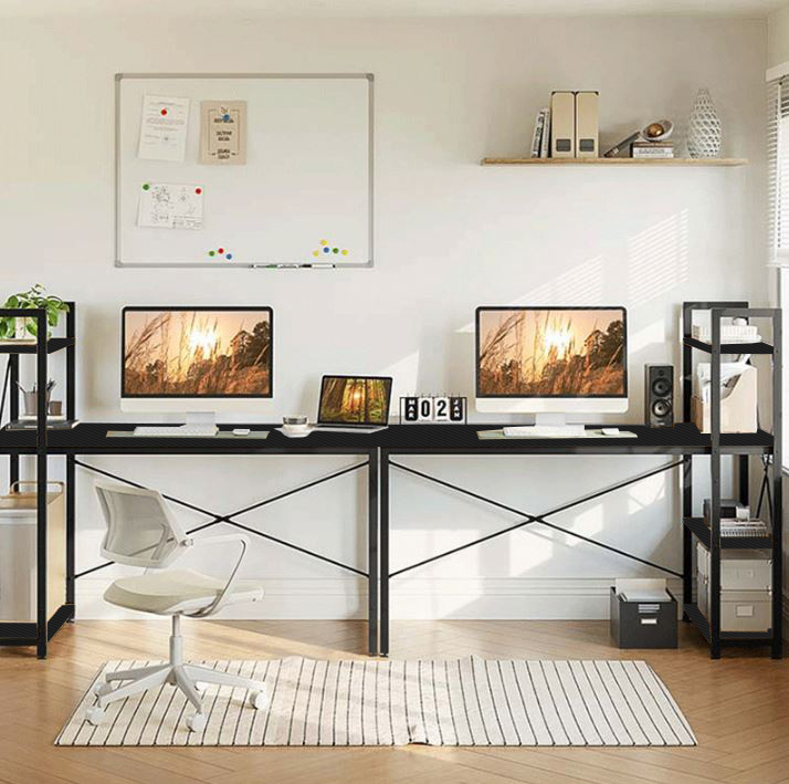 biurko loft z półkami czarne komputerowe biurowe szkolne