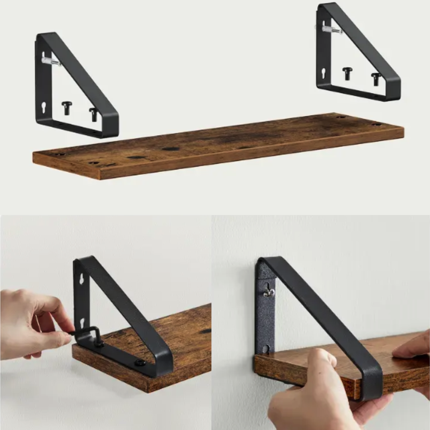 ZESTAW PÓŁEK ŚCIENNYCH WISZĄCYCH RUSTIC LOFT STYL INDUSTRIALNY 3 SZTUKI