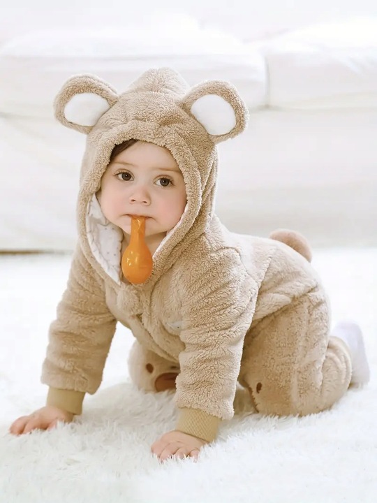 Piżama onesie kigurumi dla niemowląt – brązowy miś – zdjęcie 1