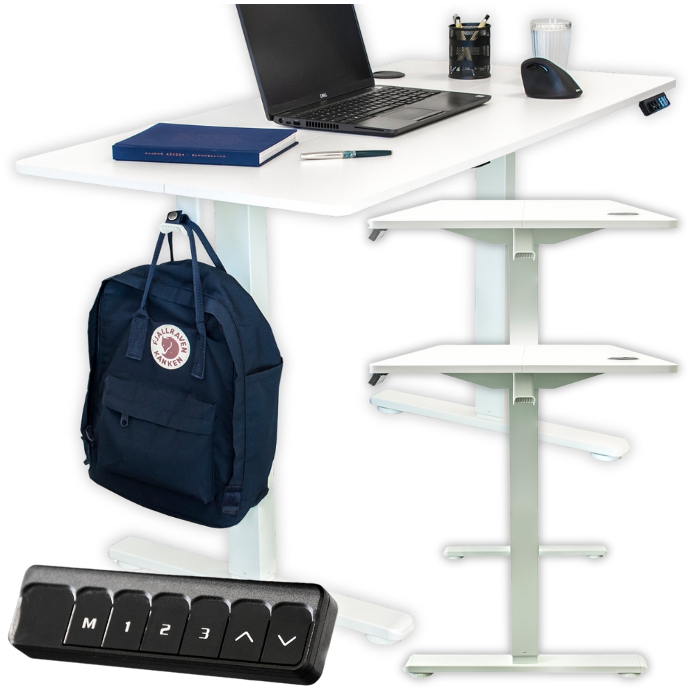 Biurko elektryczne automatyczne regulowane do pracy na stojąco 160x80 białe