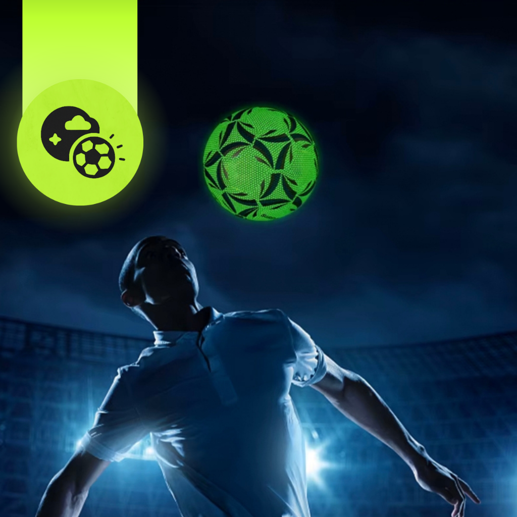 Piłka nożna odblaskowa do nogi fluorescencyjna świecąca w ciemności solidna