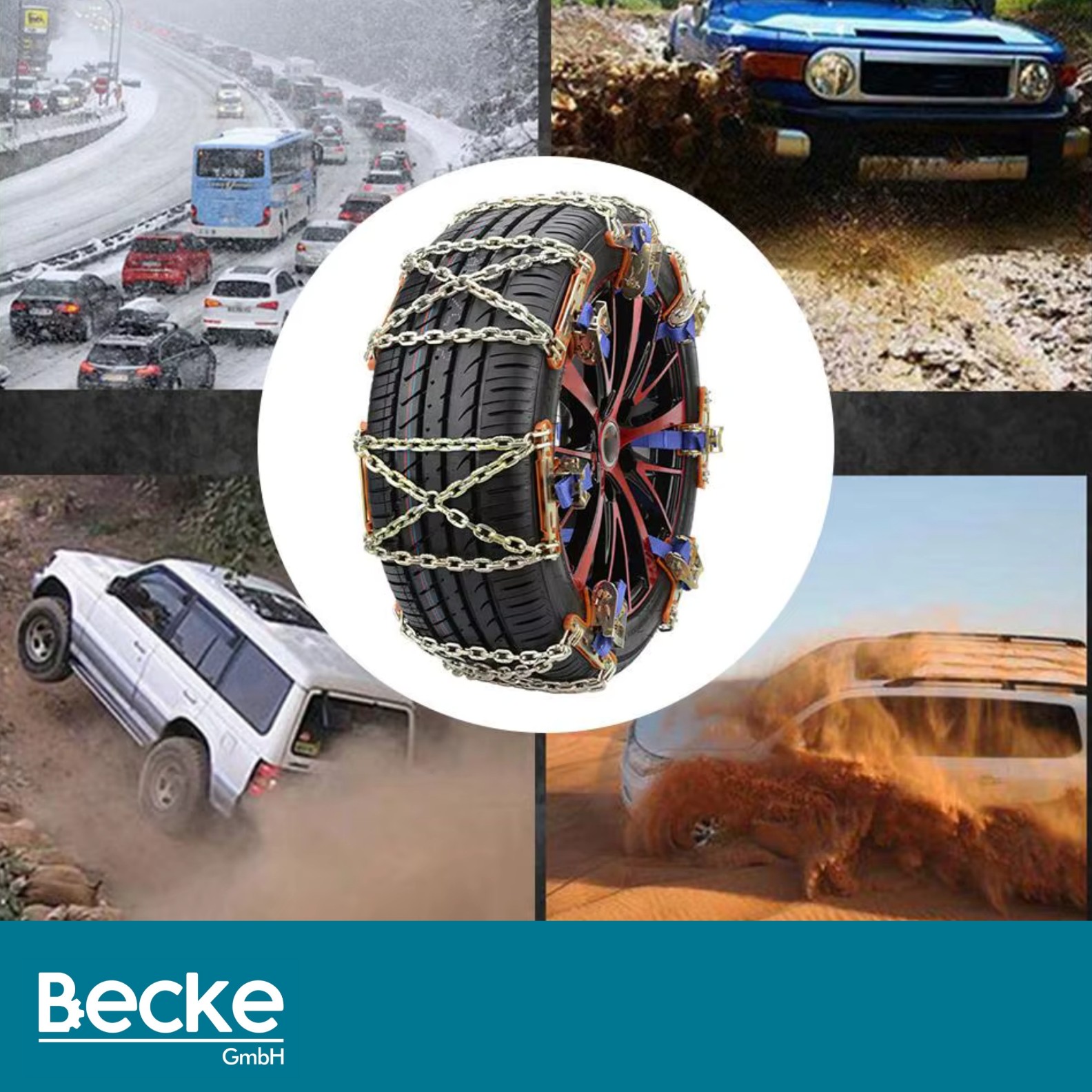 ULTRA MOCNE PROFESJONALNE ŁAŃCUCHY ŚNIEGOWE ZIMOWE 4 SZT. UNIWERSALNE STAL