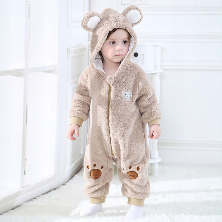 Piżama onesie kigurumi dla niemowląt – brązowy miś – zdjęcie 2