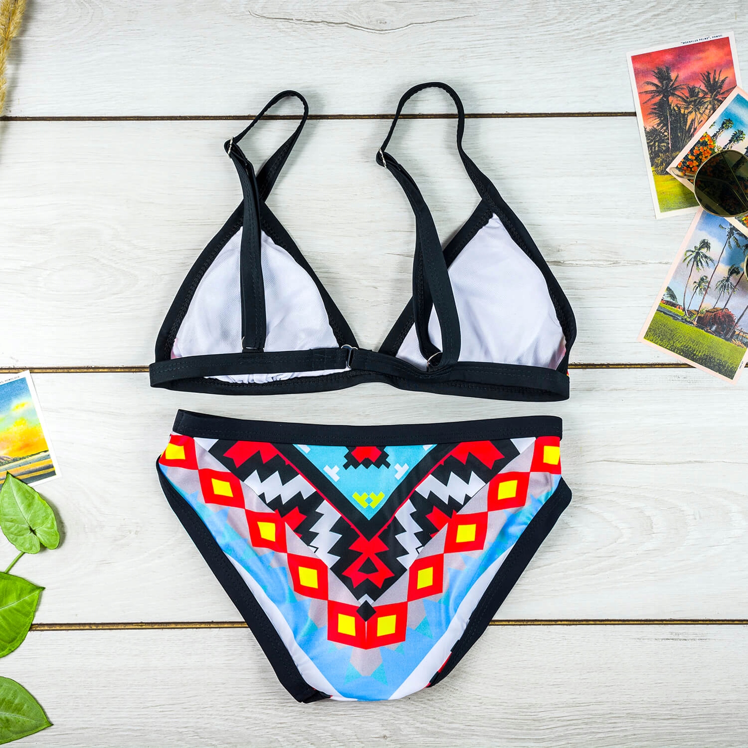 Strój kąpielowy bikini dwuczęściowe aztecki regulowane basen opalania M