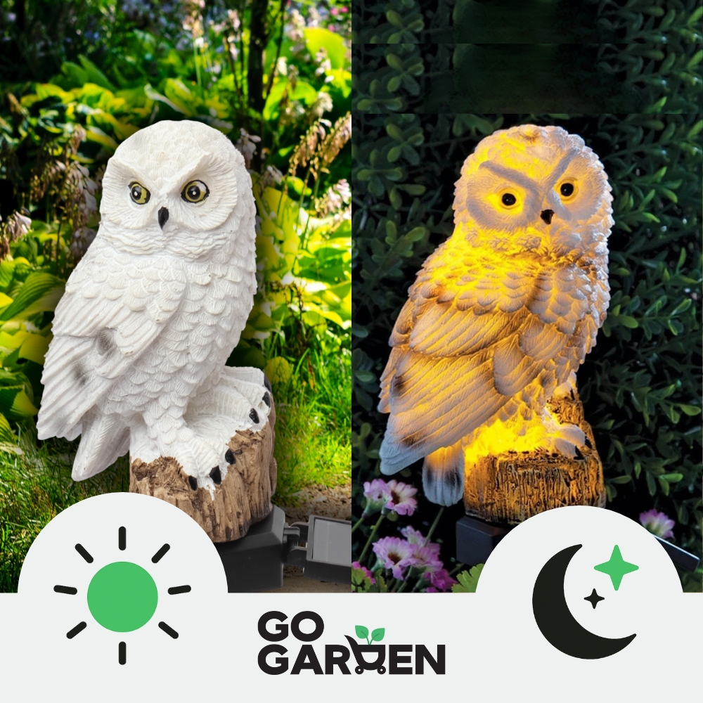 Lampa solarna led ogrodowa sowa wbijana wodoodporna czujnik zmierzchu duża