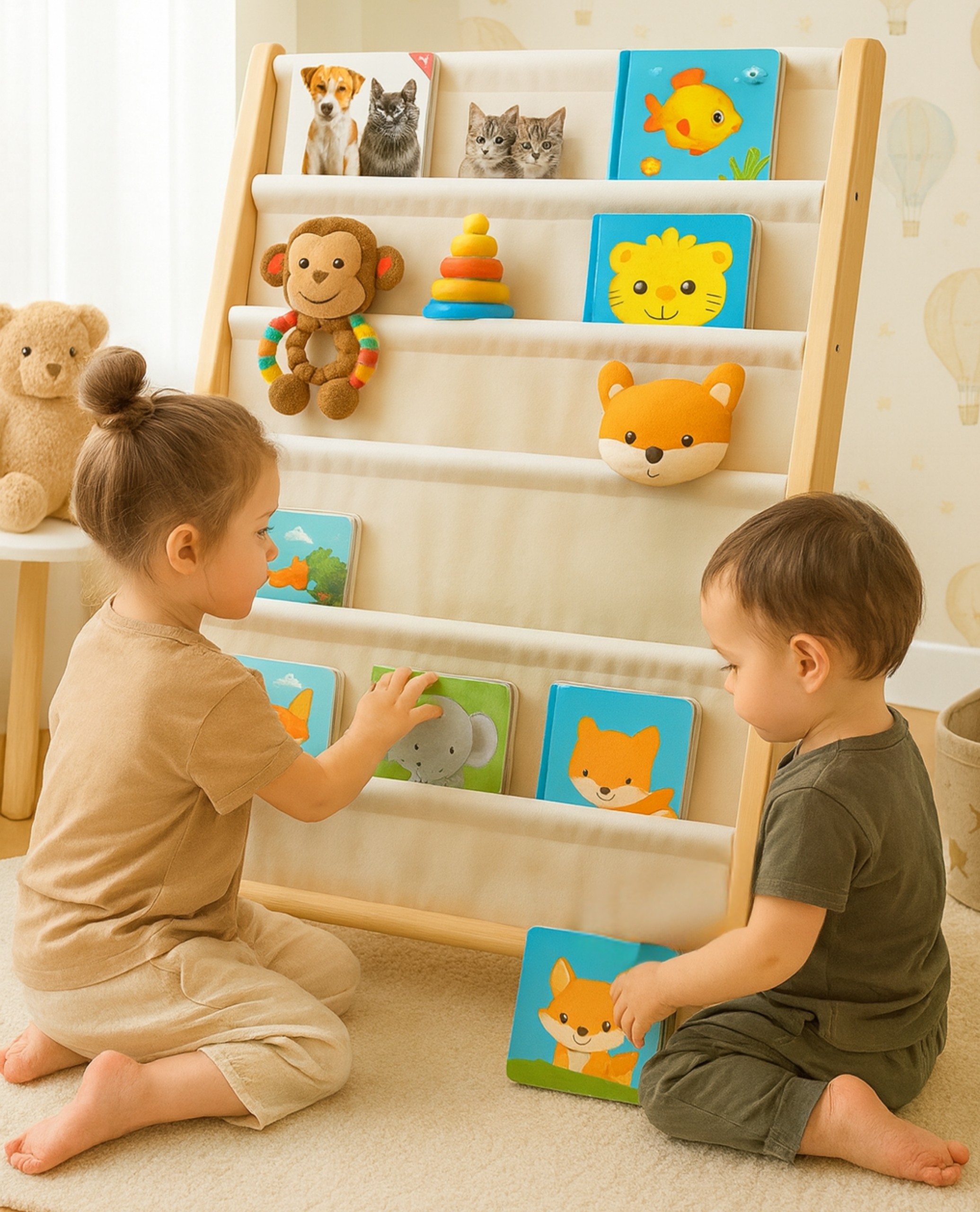 Półka na książki dla dzieci  - organizer biblioteczka z 6 półkami